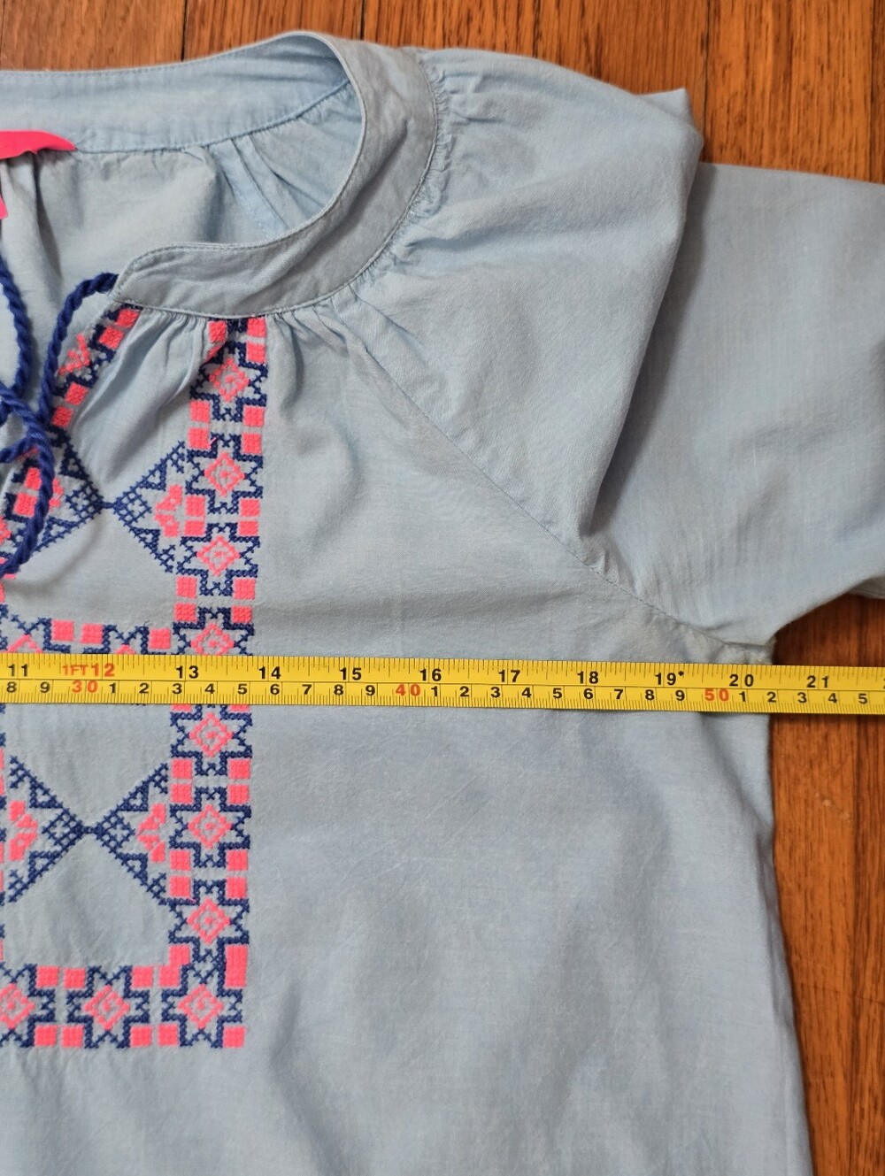 Lilly Pulitzer Cecile Pink Embroidered Tunic Zanzibar Blue Sz.S Boho Peasant Top - Picture 7 of 11